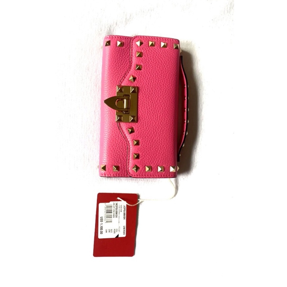 Valentino Garavani Rockstud Leather Wallet On Chain